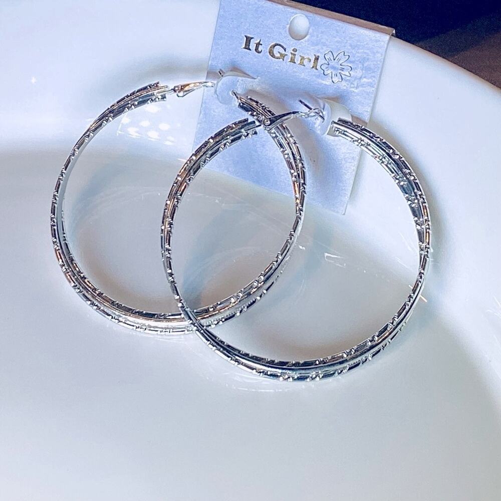 It Girl Large Silver Tone Hoops